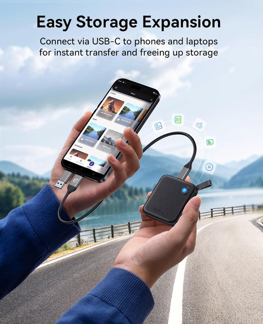 ORICO Portable SSD 1 TB with 2 in 1 USB C Cable, External Solid State Drives, Up to 460MB/s, Status Indicator, Reliable Storage for USB-C Smartphone, Tablet, PC - B5PLUS