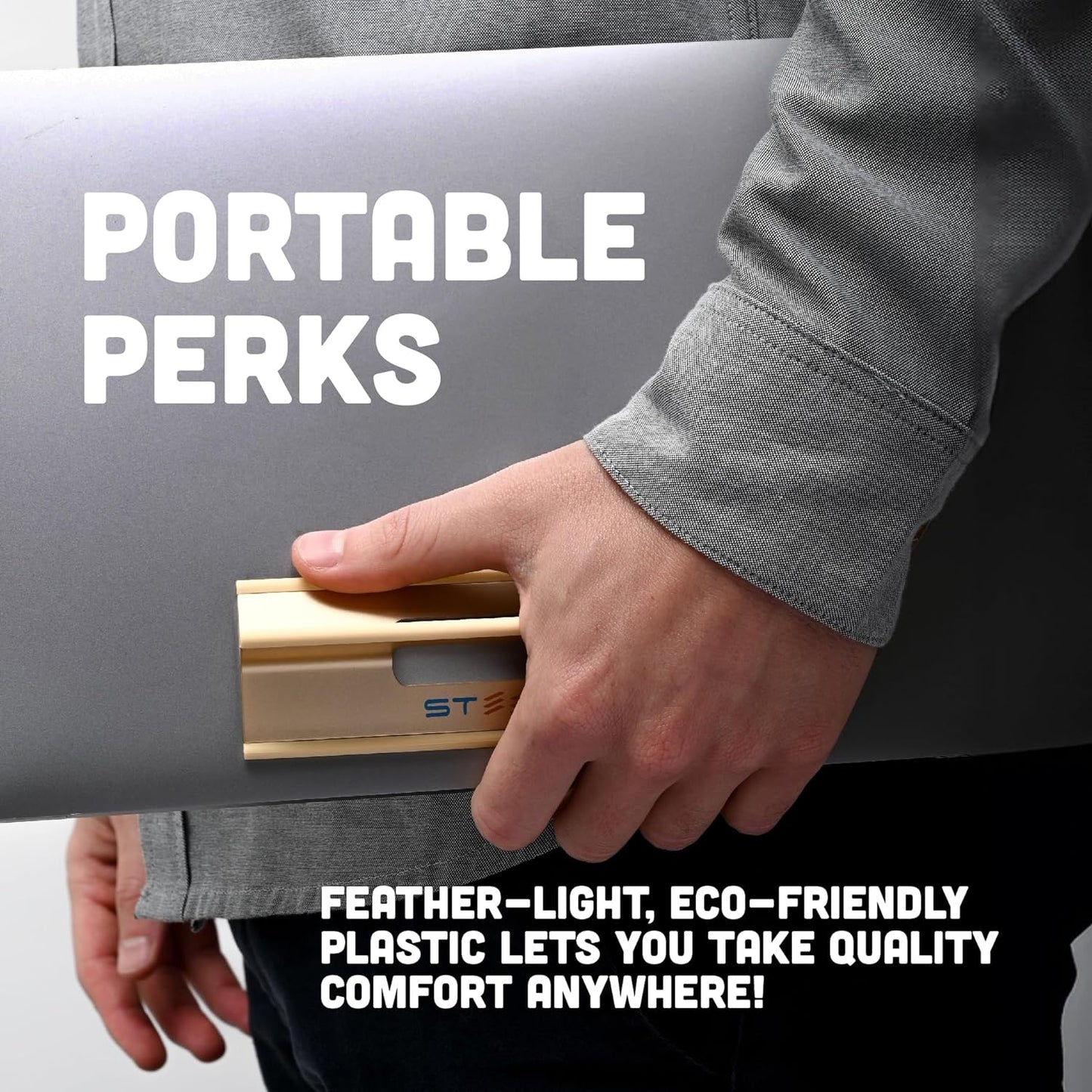 Steepy Portable Laptop Stand for Desk – Adjustable Height, & Portable Laptop Holder – Ergonomic Computer Stand for Cooling & Comfort – Slip-Proof, Sturdy Design – Universal Fit for 13-17 Inch Devices