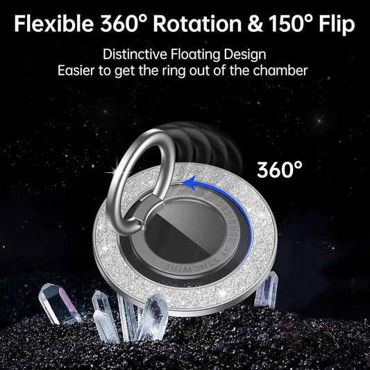 Syncwire Magnetic Phone Grip for MagSafe, Bling Magnetic Phone Ring Holder, 360° Rotation with Floating Effect Cell Phone Ring Stand MagSafe Ring for iPhone 15 Pro Max 14 13 12 &All - Glitter Silver