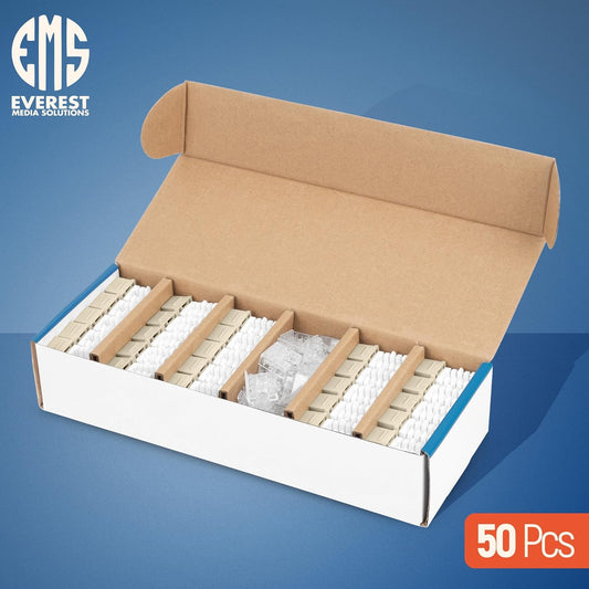 Everest 90° Angled RJ45 Cat6 Keystone Jacks 50-Pack in Ivory - Slim Profile Female RJ45 Connectors - Cat 6 Keystone Jack - Compatible with 90° Angled Speed Termination Tool - easyJACK (B094WB91H3)