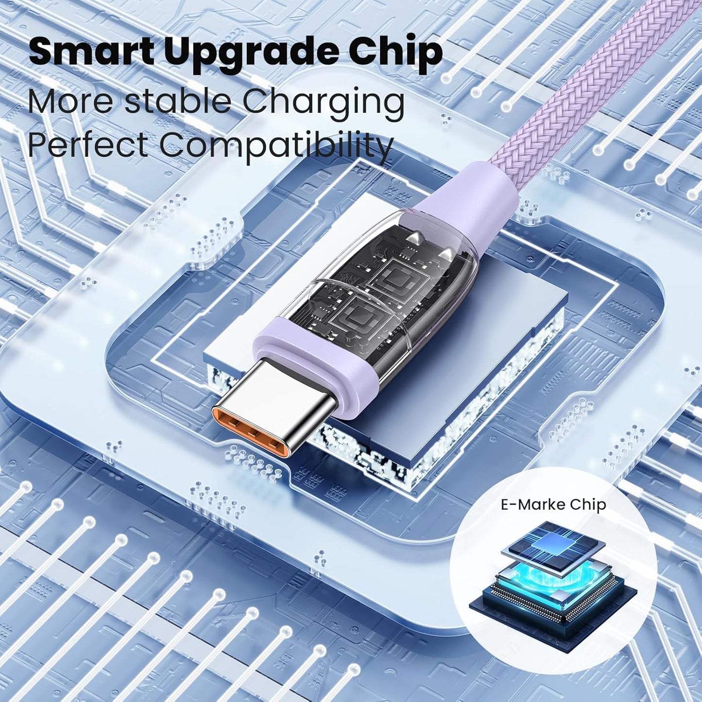 100W USB C Multi Charging Cable, USAMS 4FT 5-in-1 5A Fast Sync Charger Adapter Nylon Braided Type-C Cable for Laptop/Tablet/Phone and More