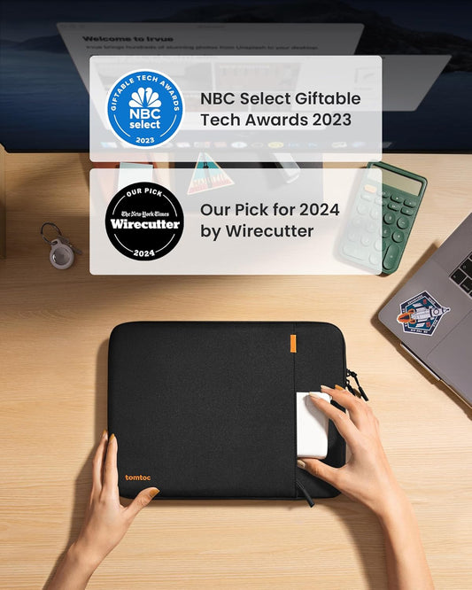 tomtoc 360° Protective Laptop Sleeve for 15-inch MacBook Air M4/A3241 2025, M3/A3114 2024, M2/A2941 2023, 15-inch MacBook Pro A1990 A1707, Dell XPS 15 Plus Laptop, Water-Resistant Computer Case Bag