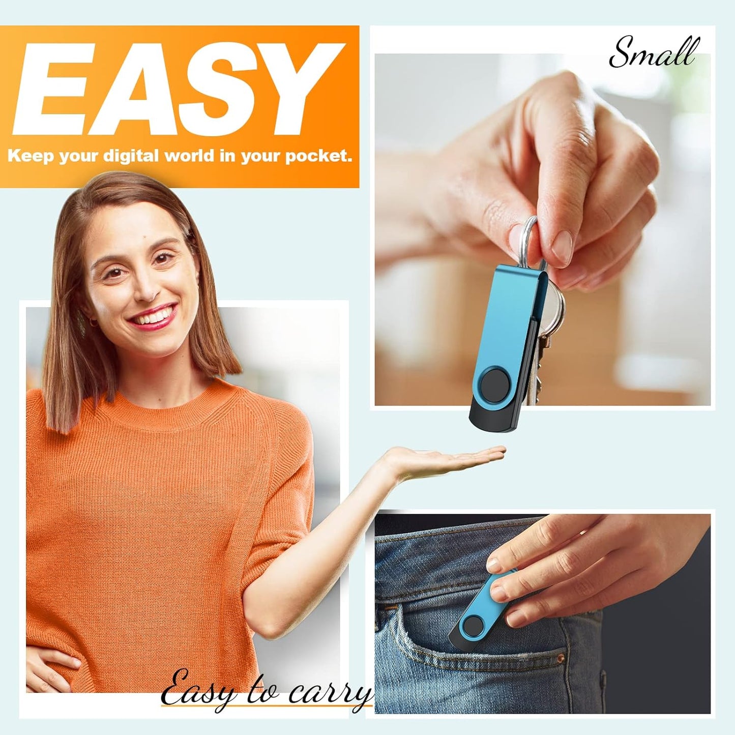 Kepmem Flash Drive 64GB Pack of 10 Thumb Drives Bulk 64 Giga USB Drives Value Metal USB 2.0 Memory Sticks Swivel Pen Drive 64 GB Portable Jump Drive Colorful Multipack Zip Drives for Data Storage