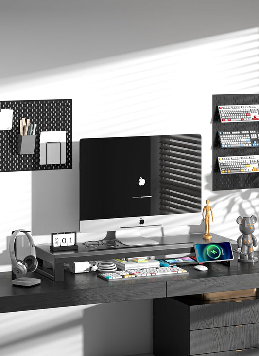 Computer monitor stand Laptop Desk Shelf & Monitor Riser ,27.55 inches long desk riser Monitors/PC/Laptop/Computer Space Saver Organizer (Basic Version, 700mm)