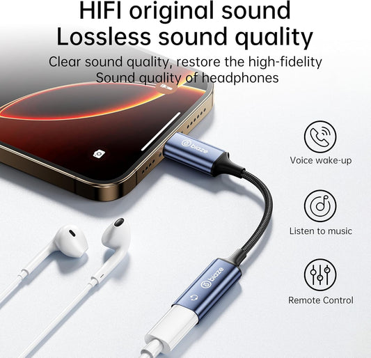 USB C to Lightning Audio Adapter, USB Type C Male to Lightning Female Headphone Converter, Compatible with iPhone 16/15 Full Series, iPad Pro, iPad Air 6/5/4, MacBook