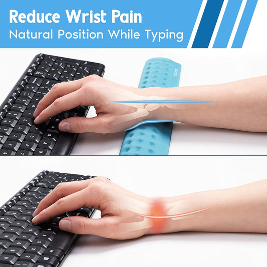 i-Rocks Memory Foam Keyboard Wrist Rest - Pain-Reducing Wrist Rest for Computer Keyboard - Non-Slip Rubber Base Wrist Rest - Cooling Keyboard Pad for Long Hours of Work, Studying, Gaming