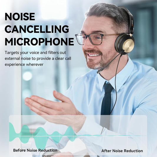 Wantek USB Headset with Microphone, Type-c/USB/3.5mm Jack 3-in-1 PC Headsets, Single Ear (Monaural) Headsets with Noise Cancelling and Volume Control for Call Centers, Skype, Zoom, Office,Business