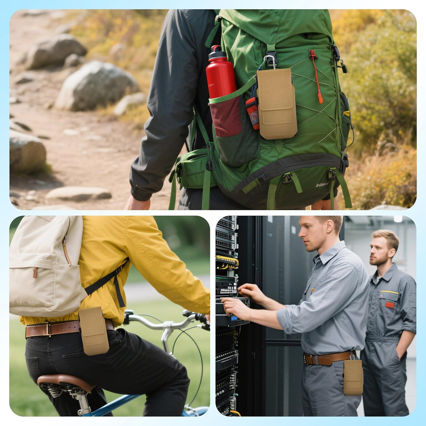 BECPLT for iPhone 17 Pro 17 16/15/14/13/12/11 Pro Belt Case Nylon Phone Holster with Belt Clip and Belt Loops Cell Phone Holder Carrying Pouch for Galaxy S25 S24 S23 S22 S21 S20 - Khaki