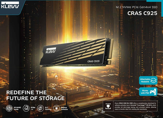 KLEVV CRAS C925 500GB M.2 2280 NVMe PCIe Gen4x4 Internal Gaming SSD with Aluminium Heatsink, Compatible with PS5, up to 7400MB/s (K500GM2SP0-C9T)