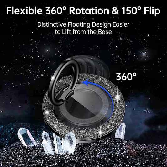 Syncwire Magnetic Phone Grip for MagSafe, Sparkle Phone Ring Holder, Rotatable Kickstand Bling Phone Ring Stand Removable MagSafe Accessories for iPhone 15 Pro Max 14 13 12,Android - Black Diamond