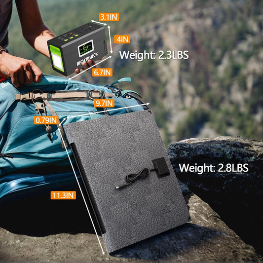 Solar Generator, 127W(Peak 150W) 88.8Wh Portable Power Station with 30W Solar Panel, 110V Lithium Battery Pack with Ac Outlet, Soalr Powered Generator for Home,Camping