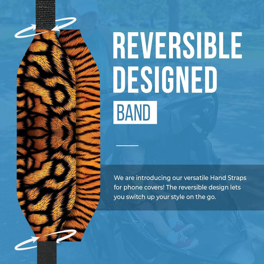 Phone Grip Strap - Pack of 2 Reversible Finger Holder for Phone Back, Customizable Anti-Slip Design, Wireless Charging Compatible Detachable Holder for iPhone - Wild Tiger