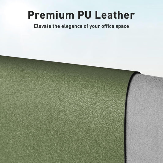 Aothia Leather Desk Pad Protector, Mouse Pad, Office Desk Mat, Non-Slip PU Leather Desk Blotter, Laptop Desk Pad, Waterproof Desk Writing Pad for Office and Home (31.5" x 15.7",Olive Green)