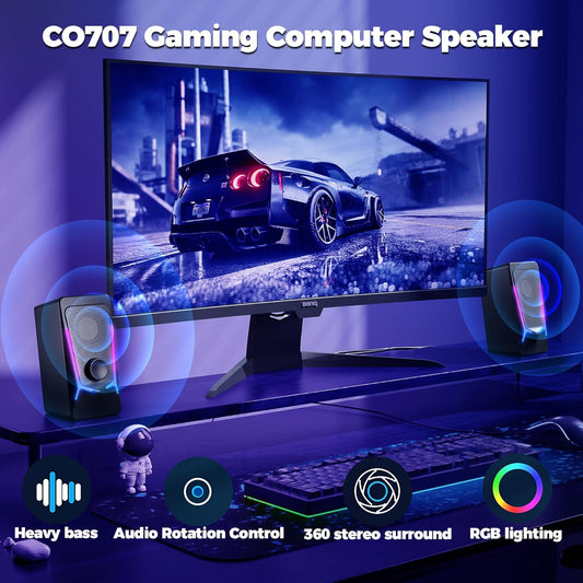 ROSON Computer Speakers, Gaming PC Speakers with Enhanced Bass and Volume Control, Stereo 2.0 USB Powered 3.5mm Aux Multimedia Speakers for Laptop/Desktop/Tablets/Phone