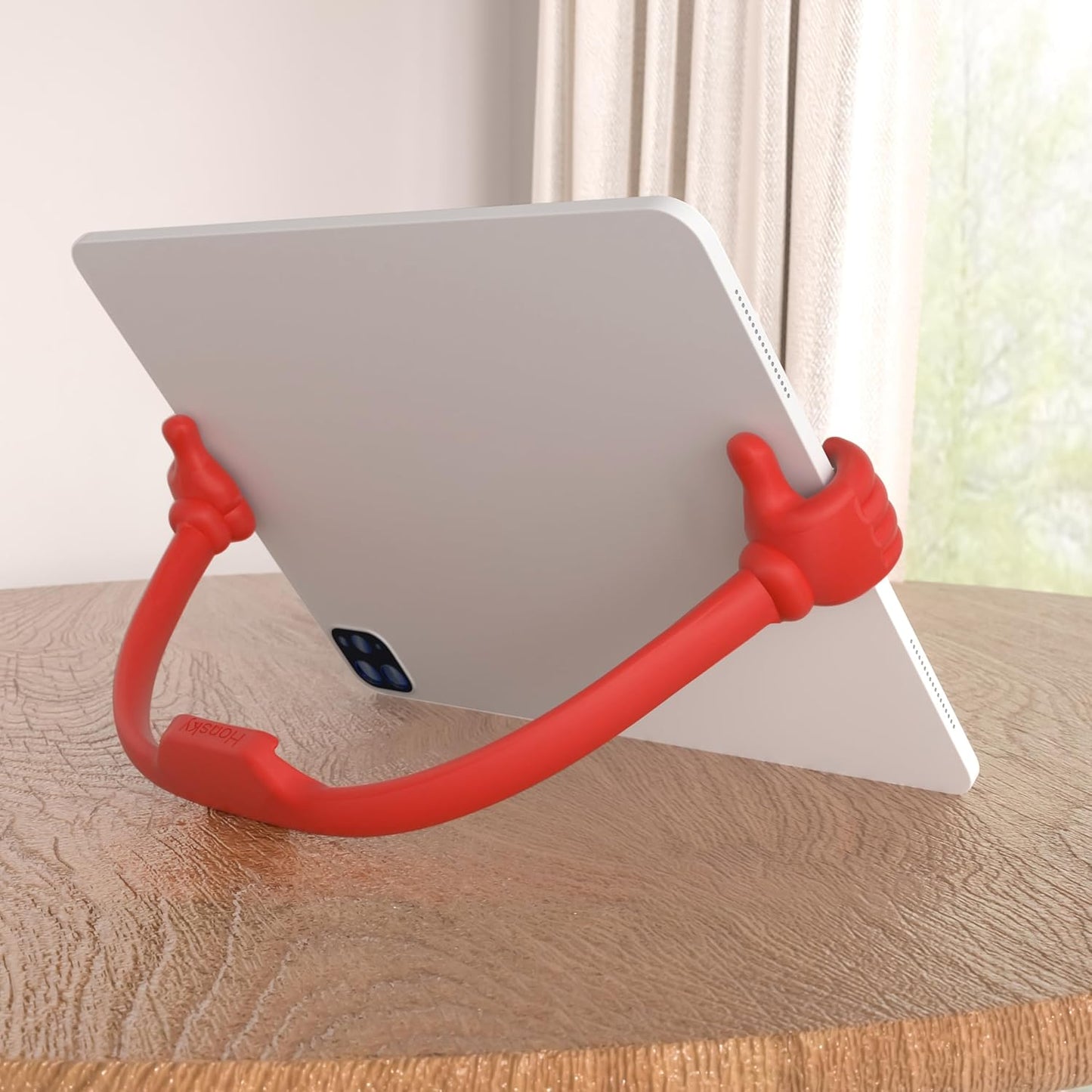 Honsky Thumbs Up Tablet Stand - Portable Monitor Stand Holder for Desktop, Universal Cute, Red