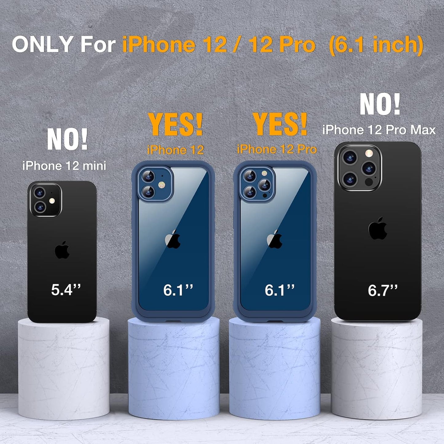 Miracase Glass Series for iPhone 12/12 Pro Case 6.1 inch, Upgraded Full-Body Rugged Phone Bumper Case Cover with Built-in 9H Tempered Glass Screen Protector and Camera Protector, Blue