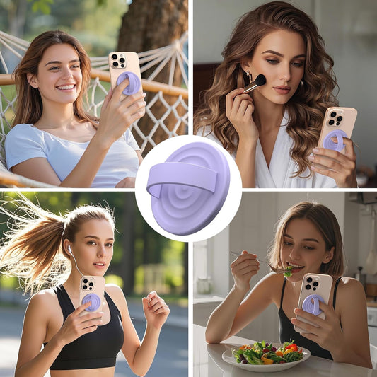 Magnetic Phone Ring Grip Holder, Silicone Finger Loop Grip, Compatible with MasSafe, Back of Phone for iPhone Pro Max/Plus/16/15/15/14/13/12 Series, Lilac Purple