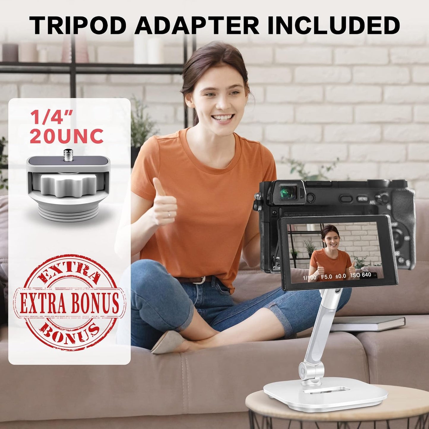 AboveTEK Upgraded Desktop Tablet Stand, 360° Swivel Tablet & Phone Desk Mount Holders for Any 4.7''-13.5'' Display iPad/Cell Phones, Stylish & Sturdy Stands for Store Office Showcase Reception (White)