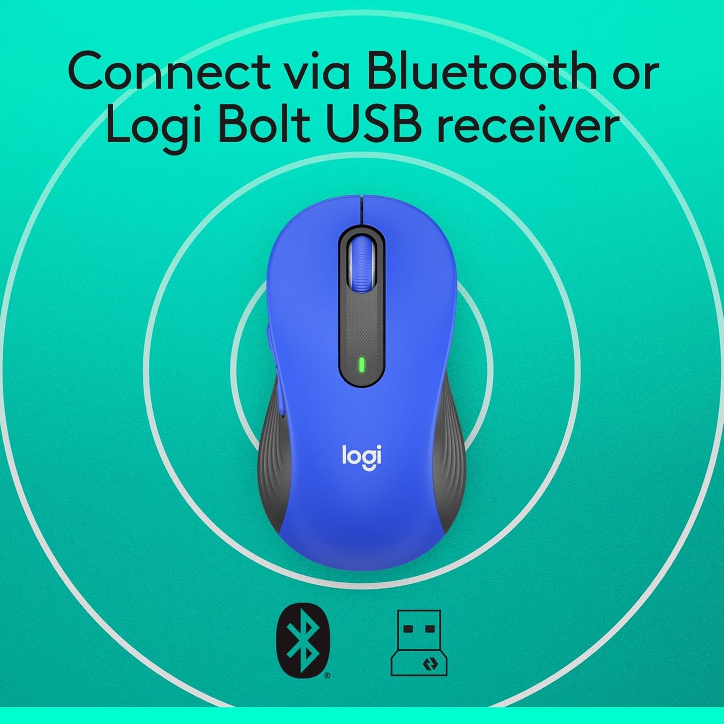 Logitech Wireless Mouse Signature M650 L Full Size - Large Hands, 2-Year Battery, Silent Clicks, Customizable Buttons, Bluetooth, PC/Mac/Chromebook - Classic Blue, Right-Handed, Large