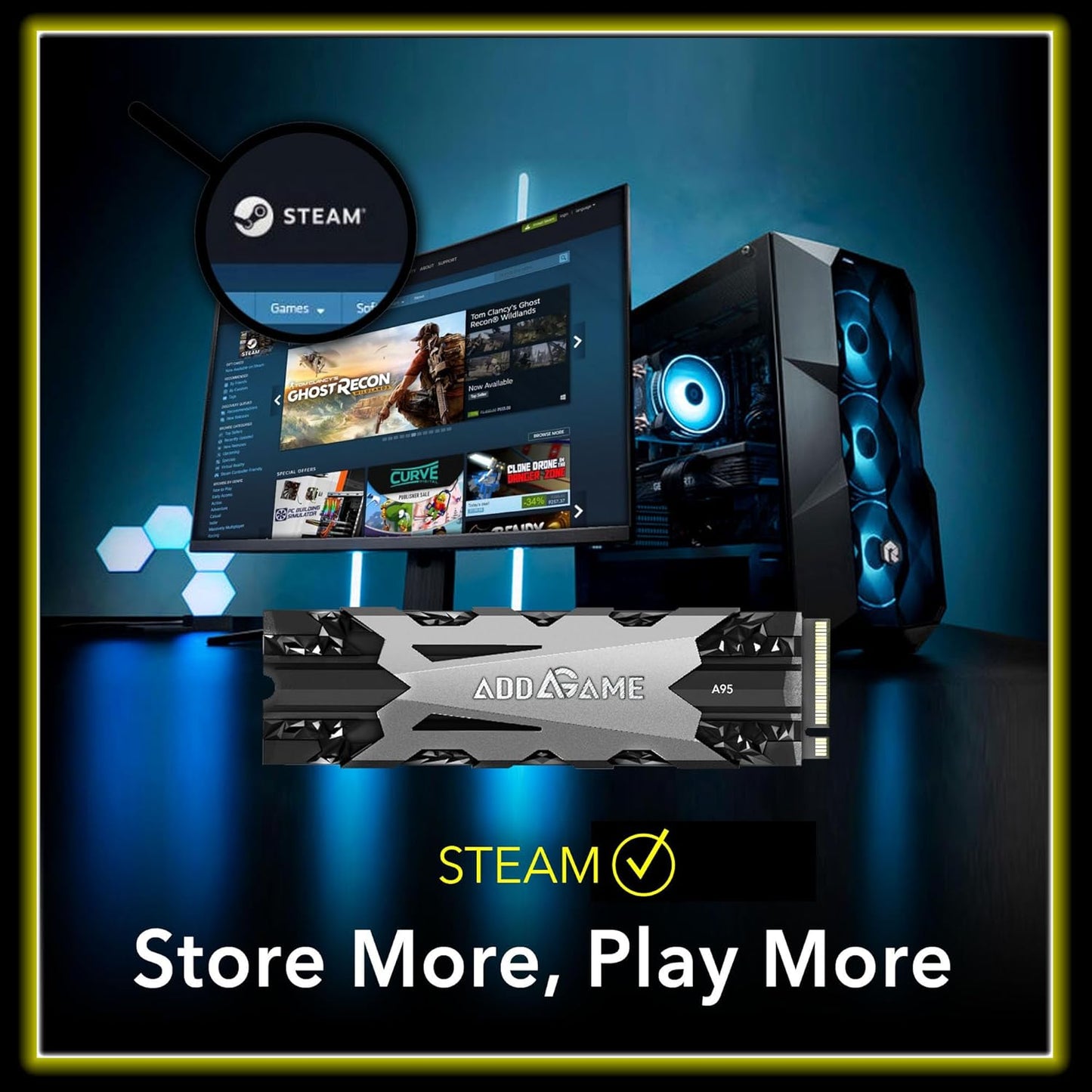 Addlink A95 8TB M.2 SSD Storage Expansion for PS5 Consoles with Heatsink, up to 7000 MB/s, Internal Gaming SSD -2280 PCIe NVMe Gen4X4 3D TLC with Dram NAND SSD Made in Taiwan