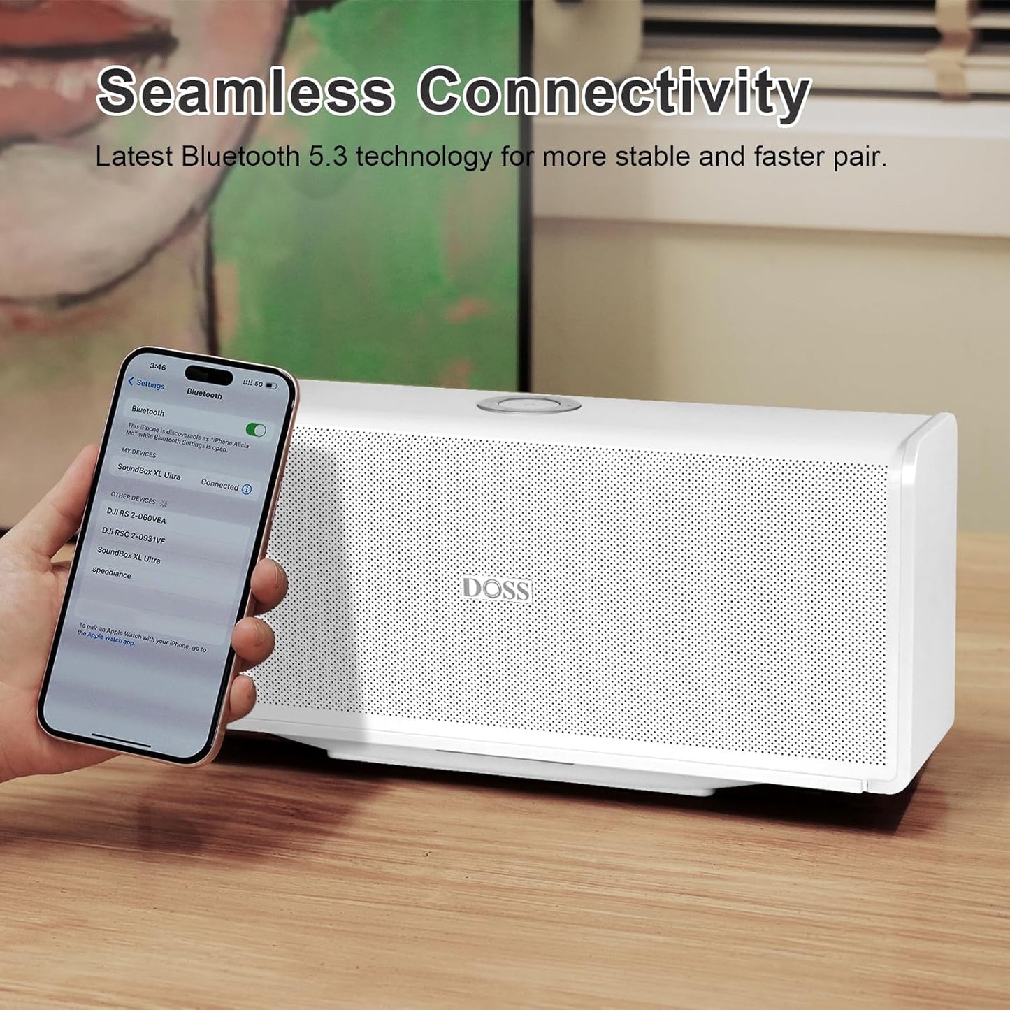 DOSS SoundBox Ultra Bluetooth Speaker with 2.1 Channel Audio, 80W Superior Sound with Deep Bass, Two DSP Technologies, 18H Playtime, BT 5.3, Wireless for Home, Office, Room-White