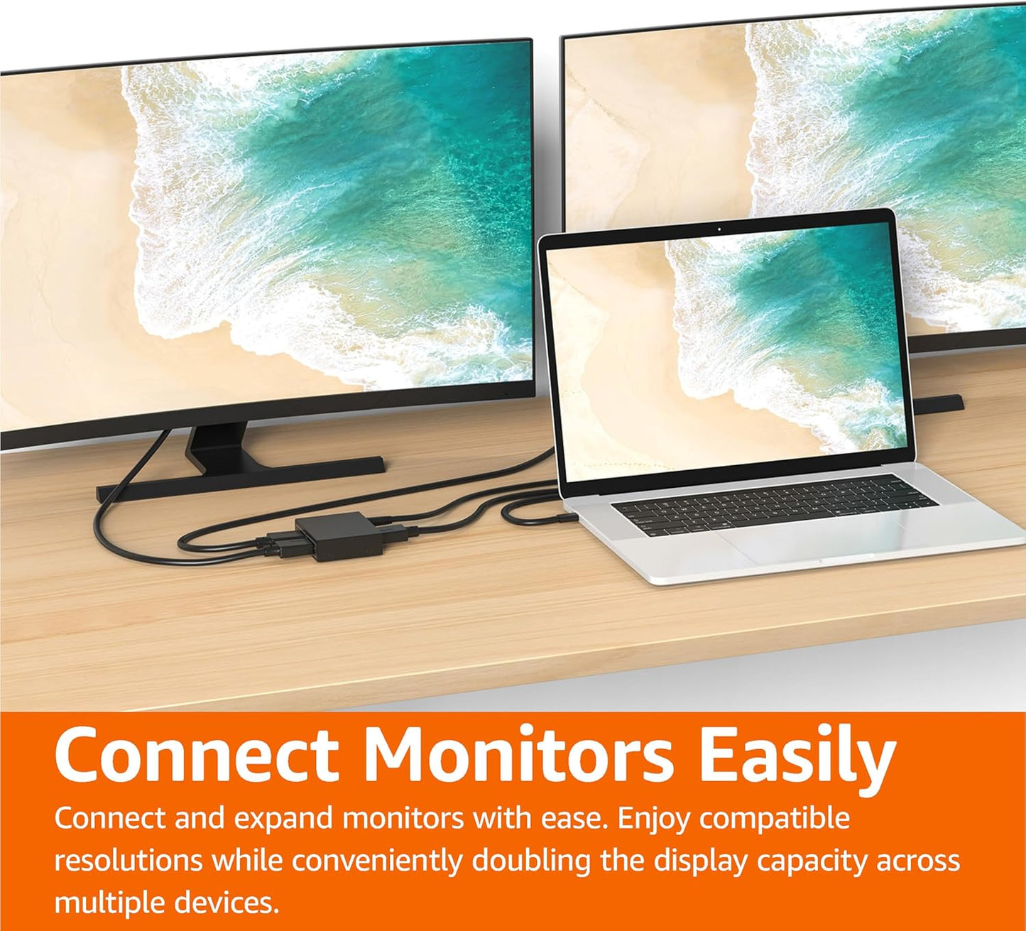 Amazon Basics HDMI Splitter 1 in 2 Out, 4K@30Hz for Dual Monitors, Mirror Only, Black