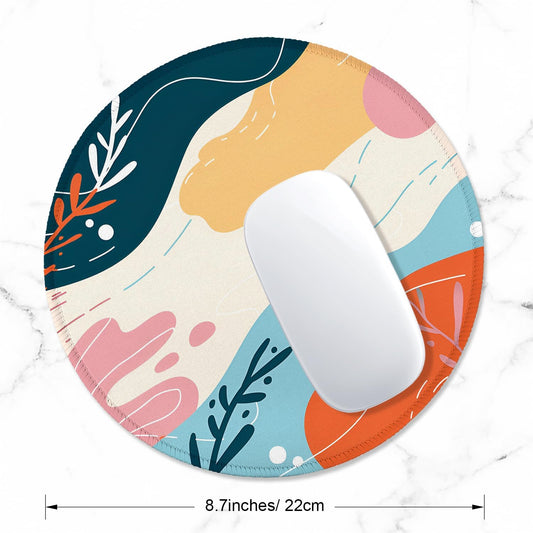 ITNRSIIET Round Mouse Pad with Stitched Edge Premium-Textured Waterproof Non-Slip Rubber Base Desktop Protection Mat Diameter 8.7 inches, Art Style Pattern