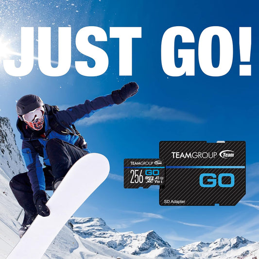 TEAMGROUP GO Card 256GB x 2 Pack Micro SDXC UHS-I U3 V30 4K for GoPro & Action Cameras High Speed Flash Memory Card with Adapter for Outdoor, Sports, 4K Shooting TGUSDX256GU364