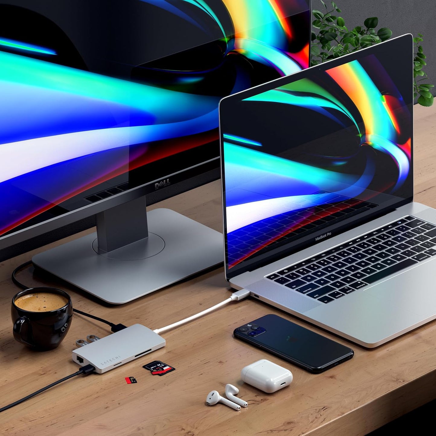 Satechi 8 in 1 USB C Hub Multiport Adapter V2, 4K HDMI, 115W USB C PD Charging, 3 USB-A, Ethernet, Micro/SD Card Readers, for Laptop, MacBook Pro/Air M4/M3/M2/M1, iPad, iPhone 16, Windows - Silver