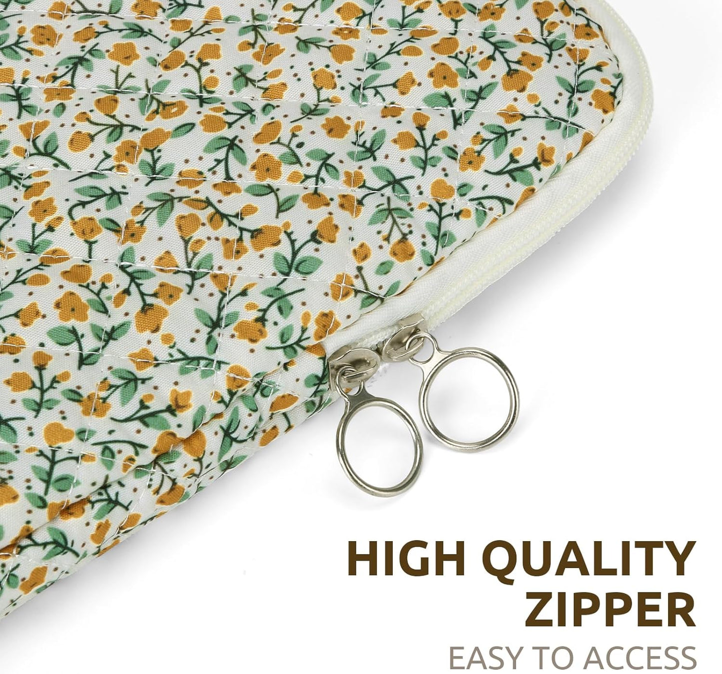 Puffy Laptop Sleeve 13-15.6 Inch Cute Quilted Laptop Protective Case Padded Floral Computer Sleeve for MacBook (B-Yellow, 11 Inch)