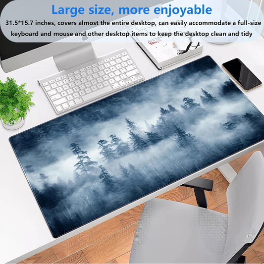 Forest Nature Scenery Mountain Desk Pad Extra Large 31.5"x15.7" Gaming Mouse Pad XL Keyboard Mat for Office Laptop Computer Desk Decor