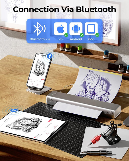 Phomemo Inkless Portable Printer for Travel - Wireless Thermal Printer Compatible with Phone & Laptop, Bluetooth Printers Supports 8.5" X 11" Letter Thermal Paper, Come with Carry Case