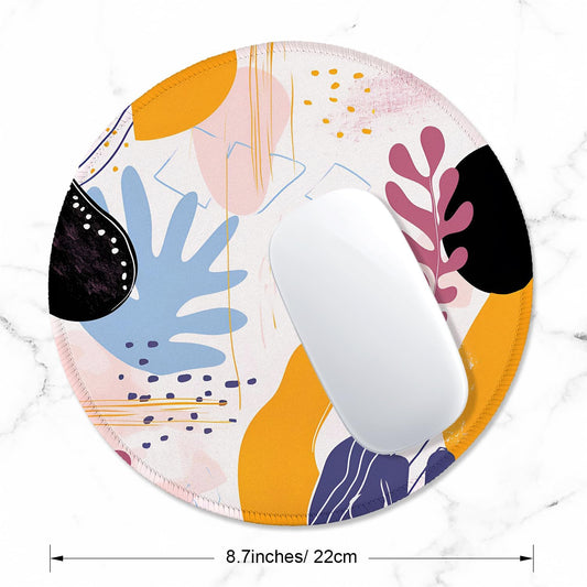 ITNRSIIET Round Mouse Pad with Stitched Edge Premium-Textured Waterproof Non-Slip Rubber Base Desktop Protection Mat Diameter 8.7 inches, Floral Fantasy