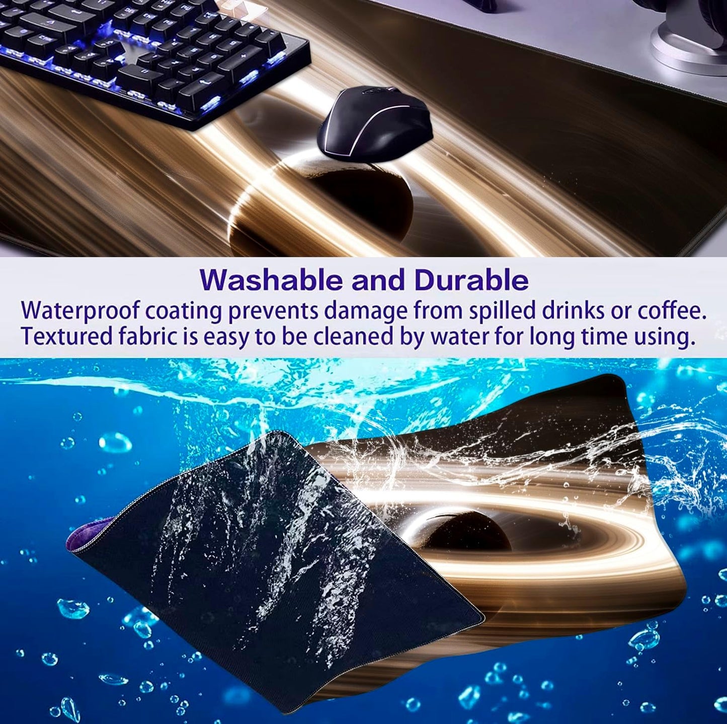 Extra Large Space Earth Table Mat, Dirt Resistant Creative Milky Way Table Mat, Computer Keyboard Mat, Minimalist Home Mouse Mat, 35.4 x 15.7 x 0.12 Inch Waterproof Mouse Mat