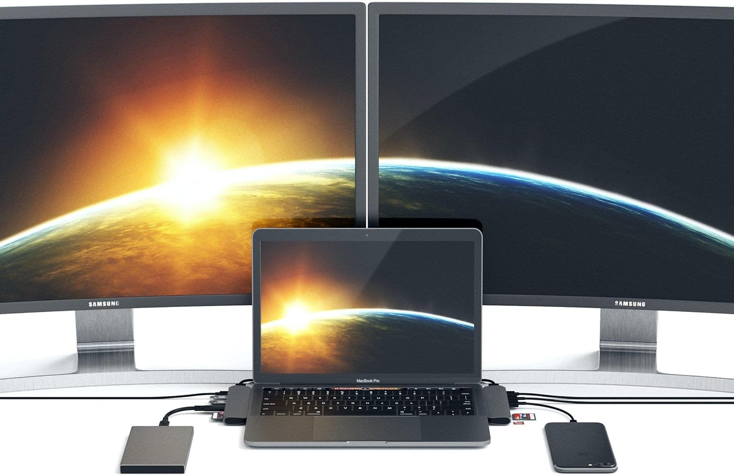 Satechi USB C Hub Adapter, USBC Dongle 7 in 1, USB-C with 4K HDMI, 87W PD Charging, USBC Data, 2 USB-A Data, Micro/SD Card Readers, for MacBook Pro/Air M1 M2 M3 M4 - Space Gray