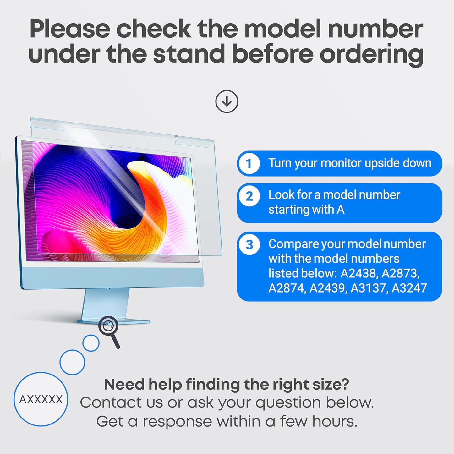 VINTEZ Blue Light Screen Protector Compatible With iMac 24 Inch (2021, 2022, 2023, 2024, M1, M3, M4) – Anti-UV Blue Light Blocking Film for Desktop PC, Eye Protection Filter, 21.5" x 12.6"