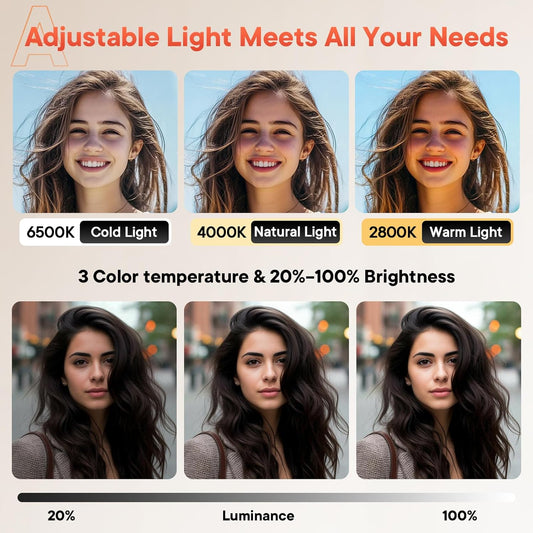 Smartphone Video Rig with Light + Tripod, Handheld LED Ring Light Selfie Light Mobile Video Stabilizer for Cameras, Smartphones, Sports Cameras, YouTube, TikTok, Makeup, Instagram, Vlogging