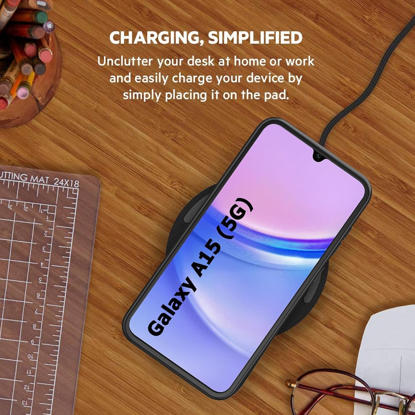 Battery Case for Galaxy A15, Enhanced 10000mAh Portable Protective Wireless Charging Case Support Carplay Compatible with Galaxy A15 (6.5 inch) Rechargeable Extended Battery Charger Cover - Black