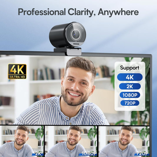 EMEET SmartCam S800-4K Webcam for Streaming, Sony 1/2'' Sensor, Supports HDR, PDAF&TOF Dual-autofocus, 1080P@60fps, 2 Noise-Cancelling Mics, 40°-73° FOV, Perfect for Live Streaming&Online Meetings