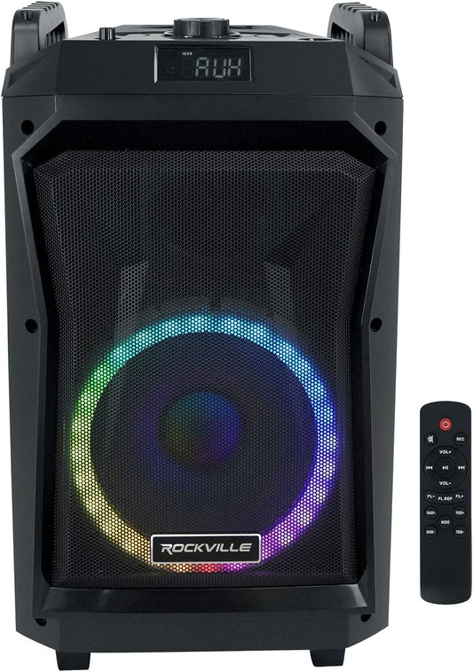 Rockville ROCKNGO 800 10" Portable Bluetooth Speaker, LED Lights, Wheels, Mic Priority, for Parties and Outdoor Events