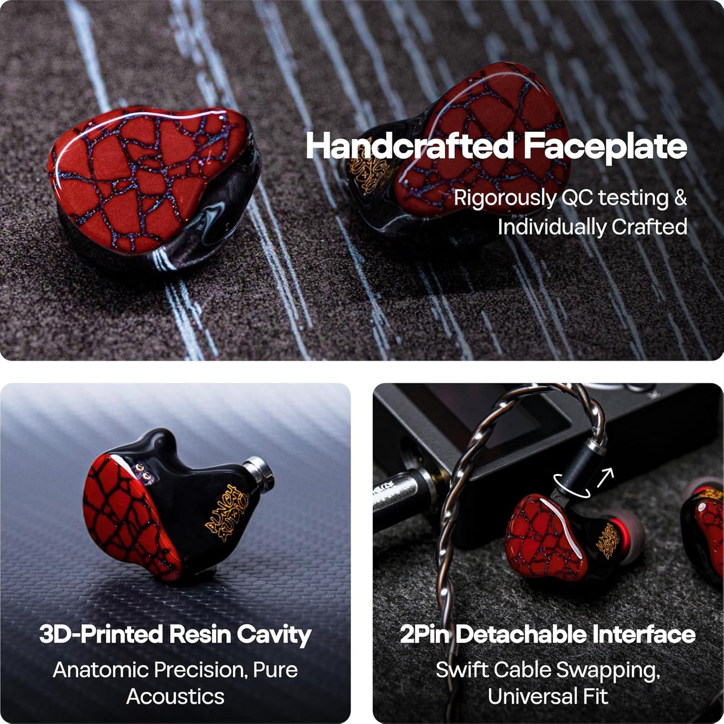 Linsoul Punch Audio Martilo in Ear Monitor, 1 Planar + 2BA + 2DD Hybrid Driver Basshead IEM Earphones, HiFi Wired Earbuds, with Precision Detail for EDM Hip-Hop Monitoring