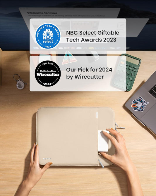 tomtoc 360° Protective Laptop Sleeve for 13-inch New MacBook Air M4/A3240 2025, M3/A3113, M2/A2681 M1/A2337 A2179 A1932, 13-inch MacBook Pro M2/A2686 M1/A2338, Water-Resistant Computer Case Bag