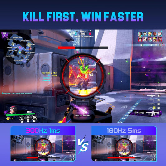 SANSUI Gaming Monitor, 24.5" 300hz 240hz FHD 1080P 1ms FPS PC Monitor Gaming, HDR, FreeSync, DisplayPort x2 HDMI x2, Fast IPS, 120% sRGB, Audio Jack, VESA Support, Desktop Compatible(ES-G25X1 PRO)