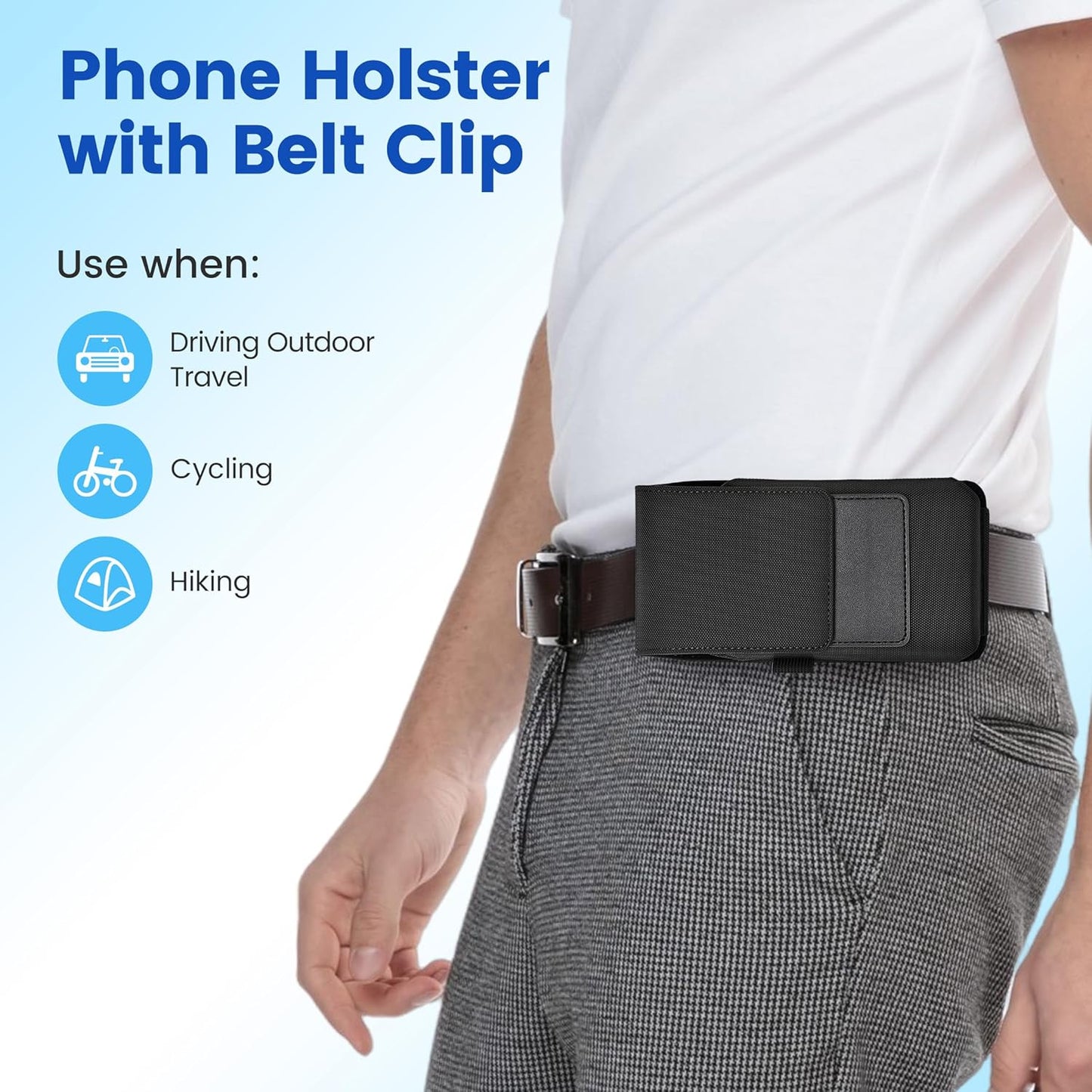 Mopaclle Vertical Nylon Phone Holster with Belt Clip for Galaxy S25/S24/S23/S22 Ultra, Note 20 Ultra, A56, F36 Series – Rugged Cell Phone Belt Holder Fits with Case On, for Men Women Outdoor Work