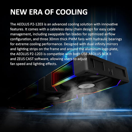 GAMDIAS AEOLUS P2-1203 120mm ARGB PWM Fan (3 Pack, no Hub), Include Reverse Fan Blade x3 & Controller, ARGB Sync, Easy Installation & Cabless Daisy-Chain Design, Silent Operation, Up to 2400RPM, Black