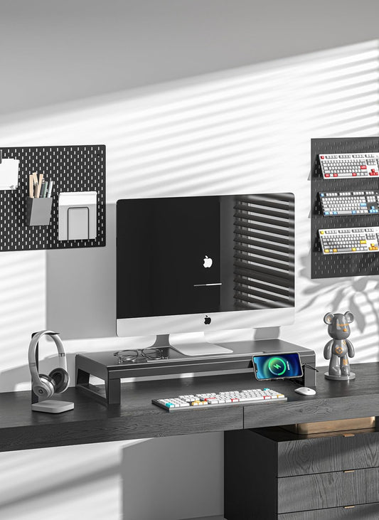 Computer monitor stand Laptop Desk Shelf & Monitor Riser ,21.6 inches long desk riser Monitors/PC/Laptop/Computer Space Saver Organizer ,Heavy Duty Gift Gaming Studio Office(Basic Version, 550mm)