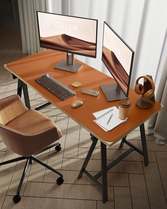 YSAGi Leather Desk Protector, Office Mat, Large Mouse Mat, Non-Slip PU Leather Blotter, Laptop Desk Pad, Waterproof Writing Pad for Office and Home (Brown, 47.2" x 23.6")