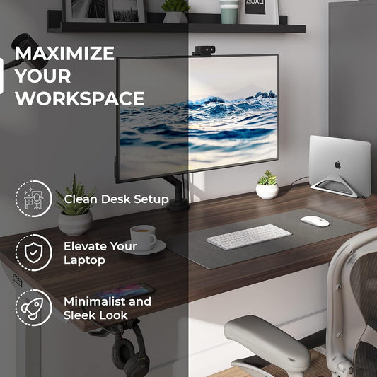 HumanCentric Vertical Laptop Stand for Desks in Space Grey, Upright Adjustable Holder to Dock Apple MacBook, MacBook Pro, and Other Laptops to Organize Work & Home Office, Automatic Grip