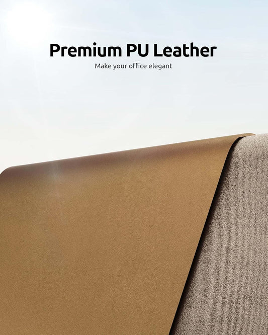 YSAGi Leather Desk Protector, Office Mat, Large Mouse Mat, Non-Slip PU Leather Blotter, Laptop Desk, Waterproof Writing Pad for Office and Home (Bronze, 35.4" x 17")