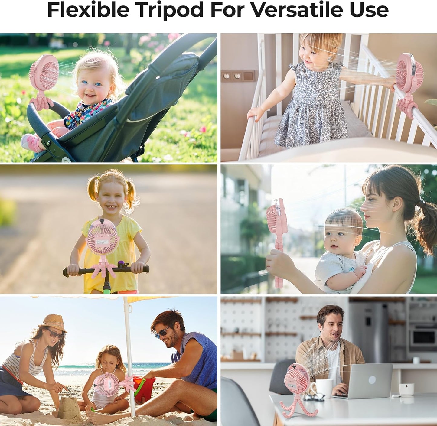 Misting Baby Stroller Fan, 4000mAh Rechargeable Battery Operated, 270°Pivoting, 15H Cooling,50ml Portable Water Sprayer Misting Fan with Flexible Tripod Clip on Car Seat Crib Treadmill Bunk Bed